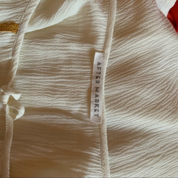 Aftermarket cold shoulder NWT cream orange and red spaghetti strap top - Picture 6 of 8